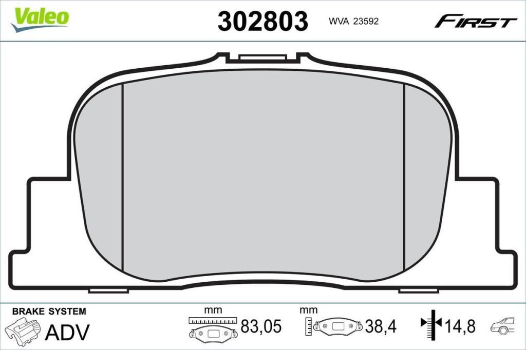 Jeu de 4 plaquettes de frein VALEO ref. 302803